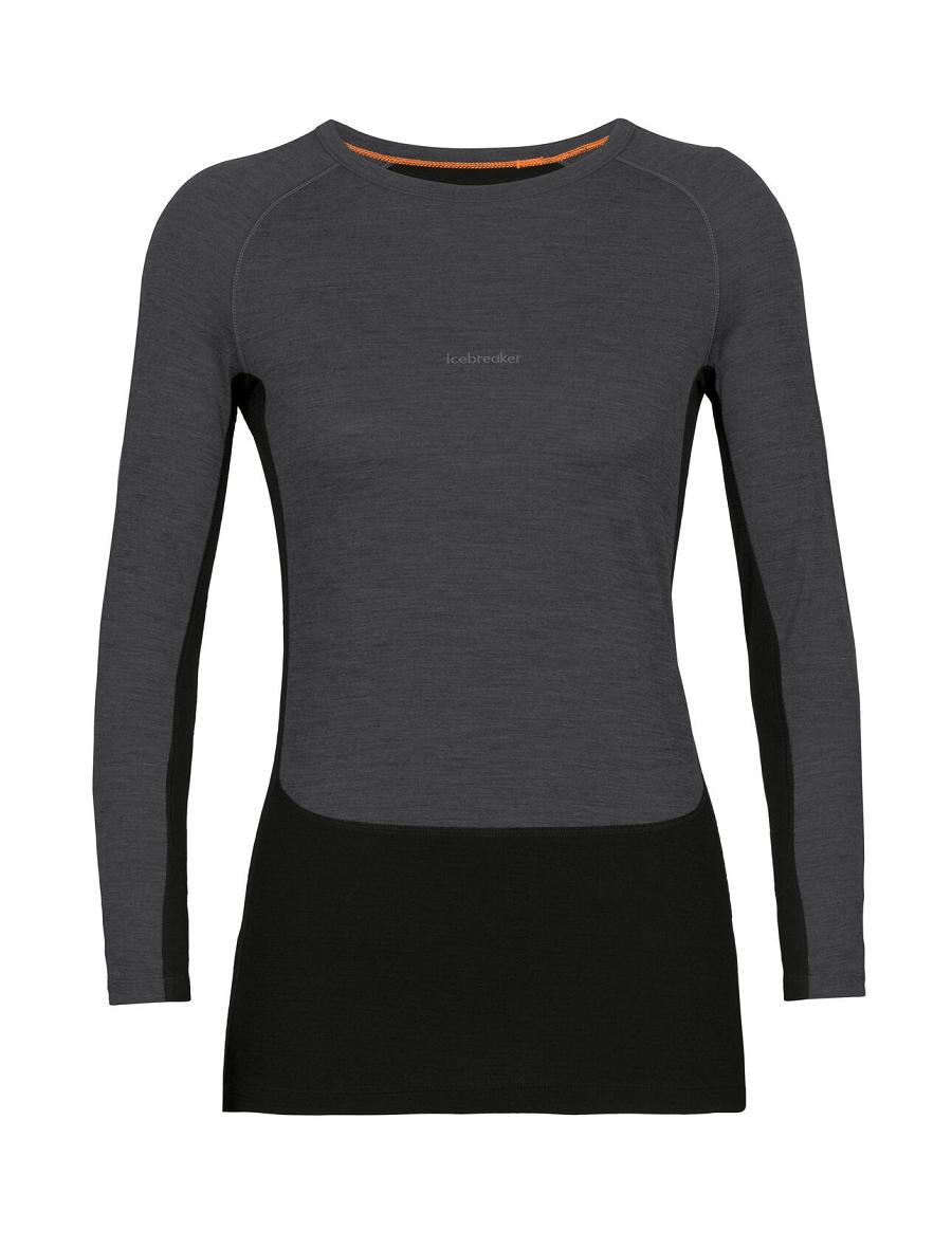 Icebreaker 200 ZoneKnit™ Merino Long Sleeve Crewe Naisten Base Layers Mustat | FI 1850QMAZ